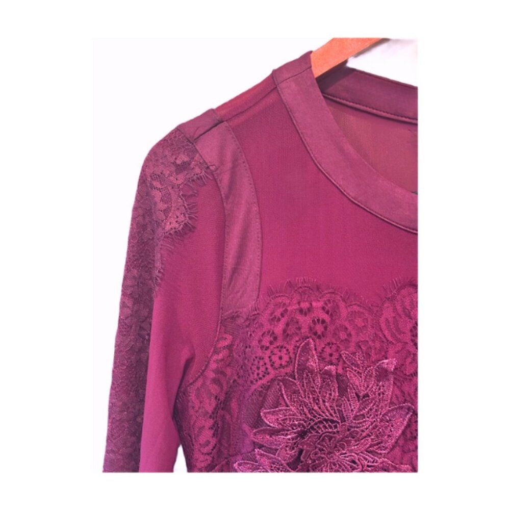 Iris Women Lace Floral Embroidery Pants Jumpsuit Long Sleeves Size L — image 4 of 7